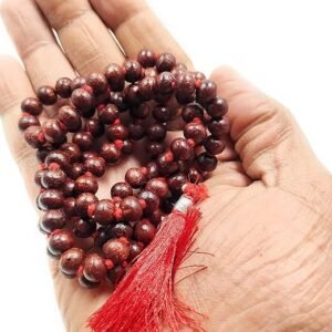 Natural Original Exclusive Red Sandalwood Pure Lal Chandan ki mala 108+1 Beads & Rosary String for Jaap, Pooja 8 mm Jaap Mala Wearing in Neck/Holding Men Women Boys Girls Meditation
