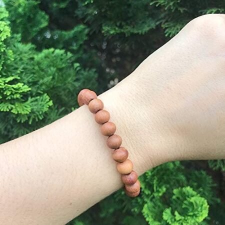 Sandalwood Bead Bracelet | Pure Chandan Beads | 8.00 mm Bead Size | Stretchable | Free Size | Meditation Bracelet For Men and Women | Handcrafted Beads
