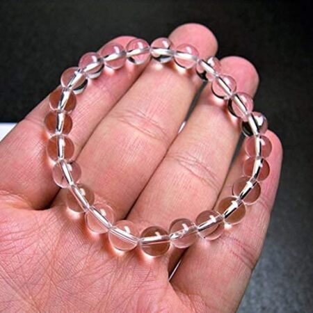 Natural Clear Quartz Reiki Healing Crystal Lab Certified Bracelet for Men and Women, Bead Size 8MM