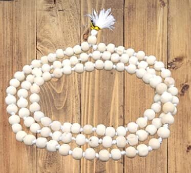 Lifestyle Unisex Natural White Sandalwood 108+1 Beads Mala/Safed Chandan Rosary String For Wearing, Jaap/Chanting Or Pooja