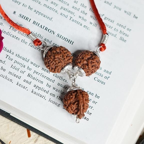 Unisex Rudraksha Mala For Students | Ganesh Saraswati Bandh | Ganesh, 4 & 6 Mukhi Rudraksha | Original Lab Certified Nepal Rudraksha