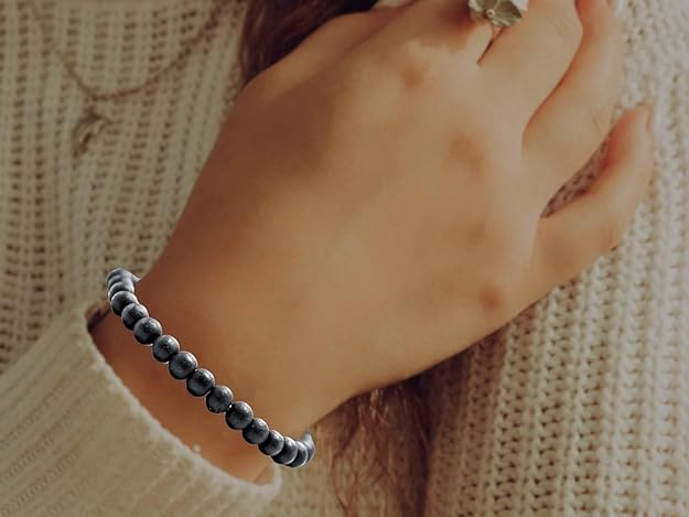 Certified Karungali Bracelet Original for Men Women - Black Ebony Wood Bracelet - Original and Natural Karukali Malai for Men Women Pooja Supplies (6mm Beads, Elastic)