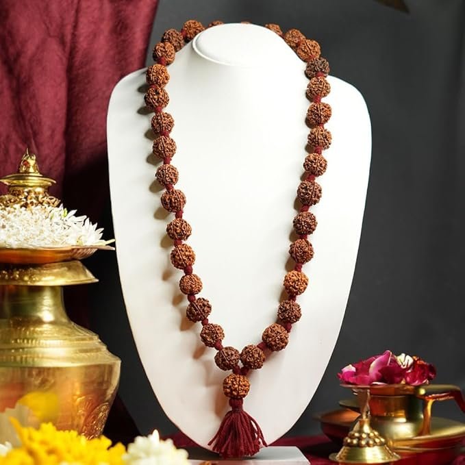 5 Mukhi Nepal Rudraksha Mala for Wearing | for Men and Women | Educating People About Rudraksha for Over 20 Years | Original Rudraksha 32 + 1 Beads