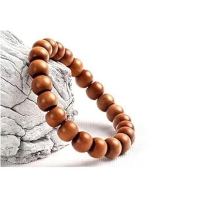 Chandan Beads Bracelet For Unisex Adult, Free Size Safed Chandan Bracelet