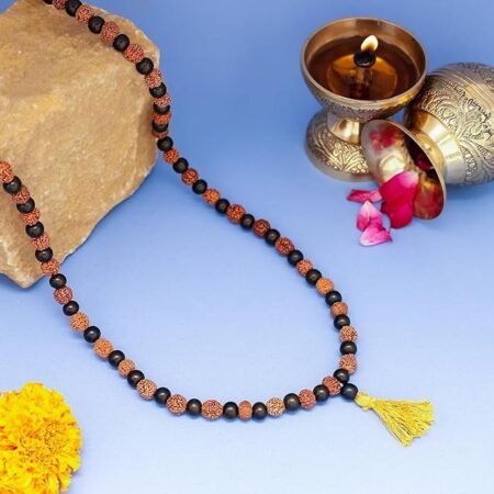 Karungali Rudraksha Mala, 108+1 Beads, Ebony Wood, Panchmukhi Rudraksh | Meditation, Jap, Spiritual | for Men & Women | Free 5 Mukhi Rudraksha