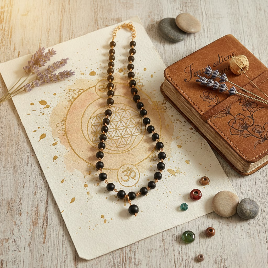 Karungali Malai Copper Original 8mm | Karungali Malai Copper 8mm 54 Beads, Ebony Wood, 1 Piece