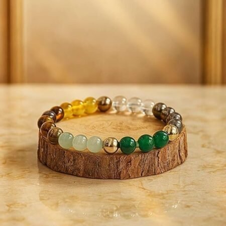 Divine Anandam® Dhan Yog Bracelet | Pyrite, Citrine & Aventurine Astrology Beads | Wealth, Prosperity & Good Luck | Unisex Healing Bracelet